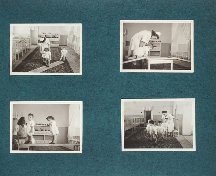 Фотоальбом "Детская гимнастика и массаж для детей в возрасте от 2 до 6 месяцев, по системе И.М. Саркизова-Серазини. [М., 1950-1964].