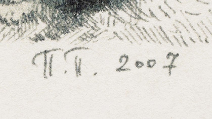 Пепперштейн Павел Викторович (род. 1966) «Captain Jones». Из проекта «Rembrandt». Пробный оттиск (в тираж не пошел). 2007. Бумага ручного литья, литография, 42x27,5 см (лист).