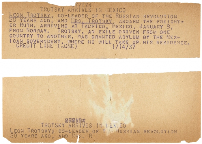 [Остановился на вилле Диего Риверы] Фотография «Лев Троцкий с женой Натальей Седовой прибыли в Мексику в январе 1937 года». Мехико, 1937.