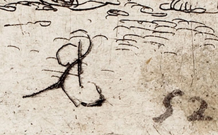 Роза Сальватор (Salvator Rosa) (1615–1673) «Мифологическая сцена». 1656-1658. Бумага, резец, 14,4x9 см (лист).