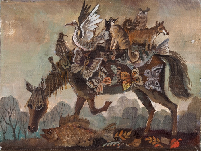 [Собственность автора] Измайлов Евгений Аскерович (род. 1939) «Животные». 1968. Холст, темпера, 45x60 см.