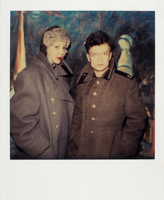 Лимонов, Щапова, Сапгир. Две цветные фотографии, снятые на «Polaroid». [Нью-Йорк, 1974-1975].