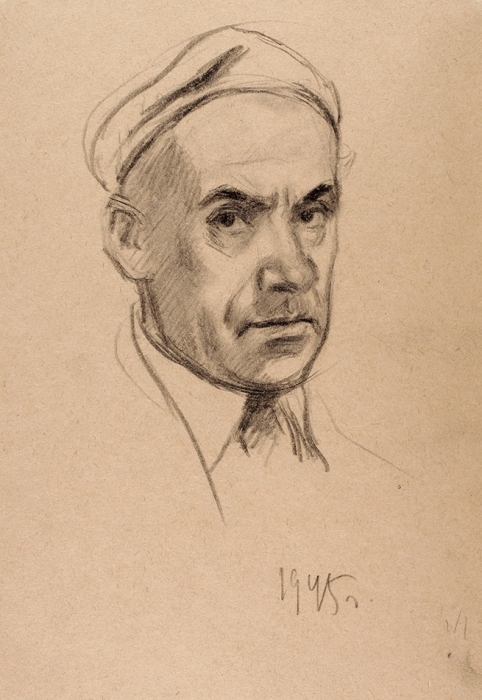 Рудаков Константин Иванович (1891–1949) «Автопортрет». 1945. Бумага, масляная пастель, 27,5x19,7 см.