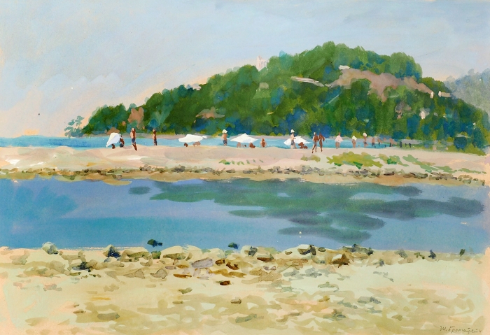 Бронштейн Шая Иосифович (1910–1987) «На пляже». 1953. Бумага, акварель, гуашь, 27x39 см.