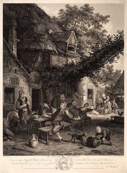 Вуллетт Уильям (William Woollett) (1755–1785) по оригиналу Дюсарта Корнелиуса (Cornelius Dusart) (1660–1704) «Веселые крестьяне». 1767. Бумага, офорт, 51,7x38,8 см (лист).