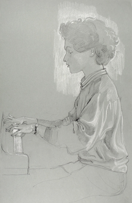 Лившиц Татьяна Исааковна (1925–2010) «Женя Кисин». 1987. Бумага, графитный карандаш, мел, 49,8x42,4 см.