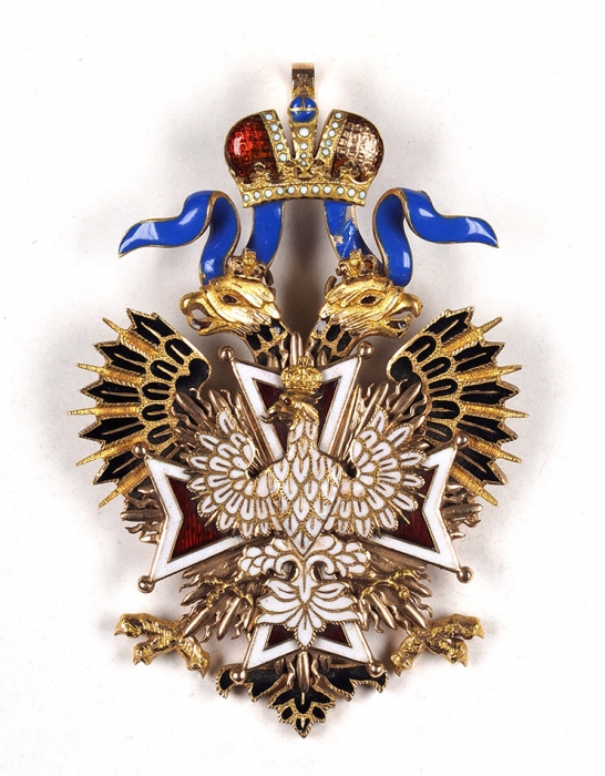 Звезда, знак и лента Ордена Белого Орла. Россия, последняя треть XIX века; лента — начало XX века.