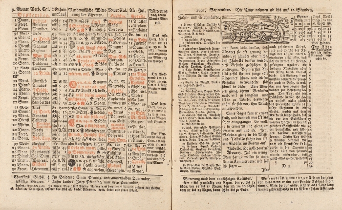 Конволют из саксонских календарей на 1791 год.