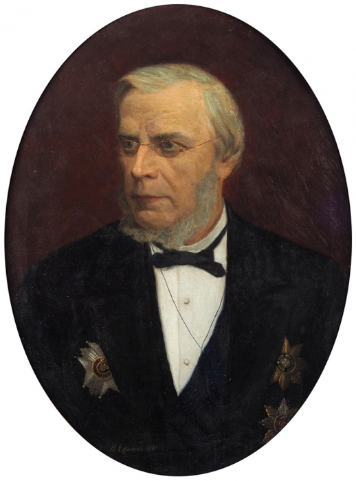 [Мастер портрета] Ефимов Николай Ефимович (1838–1891) «Портрет К.П. Победоносцева». 1889. Холст, масло, 69x53 см (овал).