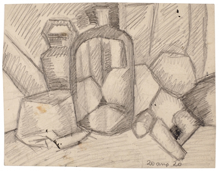 Лапин Василий Алексеевич (1903–1965) «Натюрморт». 1920. Бумага, графитный карандаш, 10,1x13,2 см.