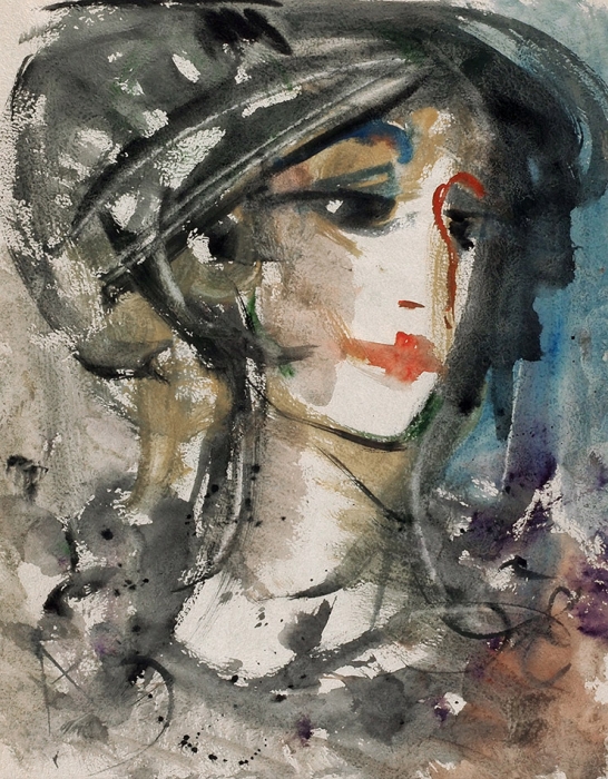 Зверев Анатолий Тимофеевич (1931–1986) «Женский портрет». 1958. Бумага, гуашь, 46x37 см.