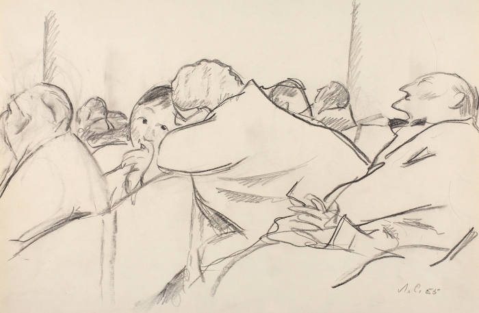 Сойфертис Леонид Владимирович (1911–1996) «Собрание». 1965. Бумага, графитный карандаш, 24,8x36,8 см.
