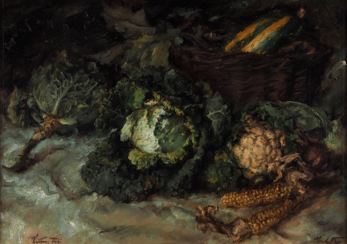 Китц (Киц) Мартин Емельянович (1891–1943) «Натюрморт с капустой». 1930. Холст на фанере, масло, 64x86 см.