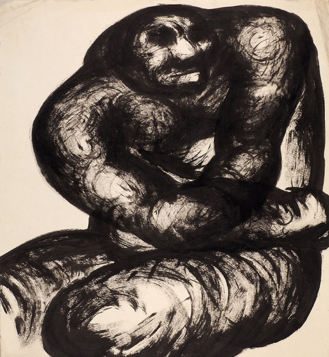 Чубаров Евгений Иосифович (1934–2012) «Фигура». 1980. Бумага, тушь, 34,5x31,5 см.