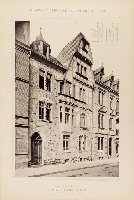 [Альбом 46x32 см] Современные виллы и дома на одну семью. [Modern villen und einfamilienhäusern. На нем. яз.] Берлин, 1902.