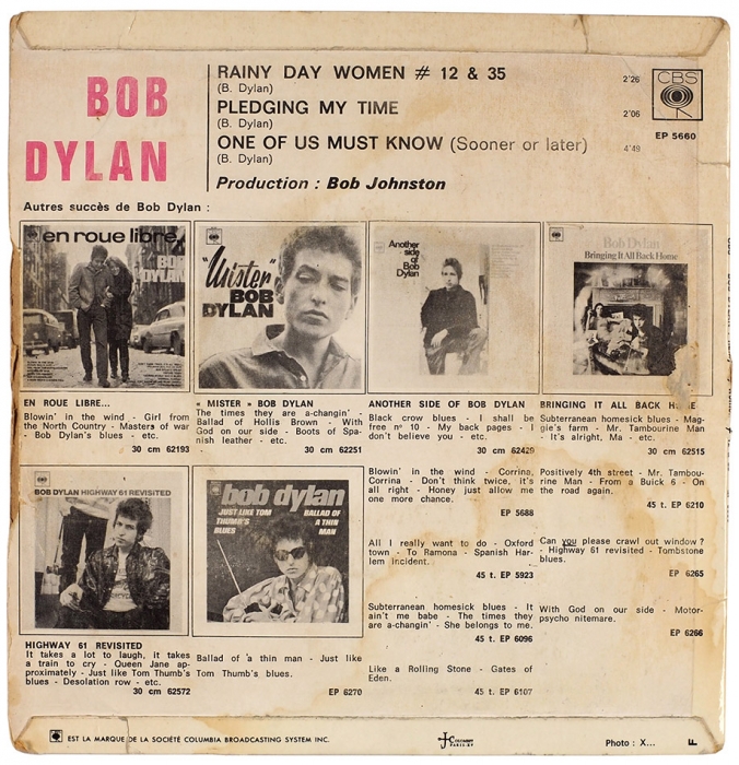 [Сингл к величайшему альбому всех времен] Сингл к первому двойному альбому в истории рока, вышедший к релизу альбома «Blond on blond». Columbia Broadcasting System, 1966.