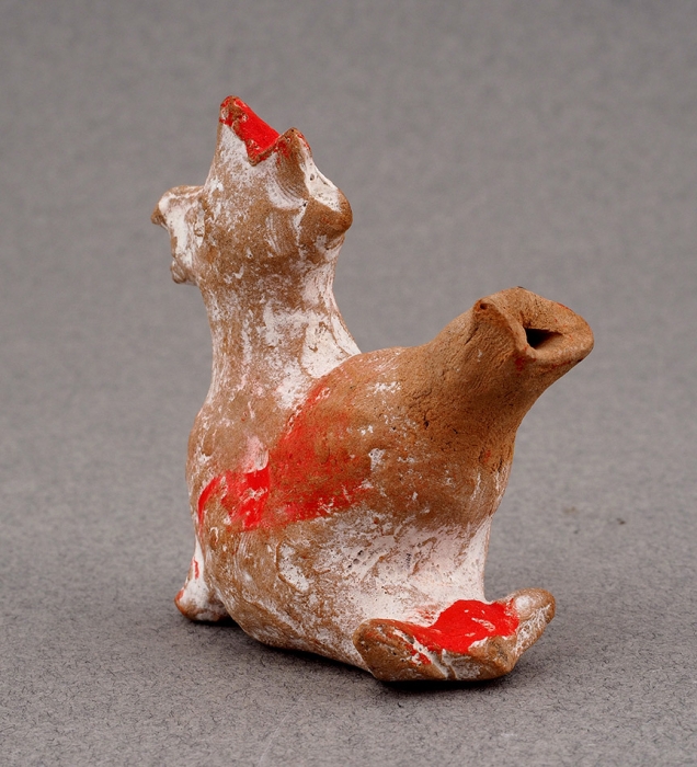 Глиняная игрушка-свистулька «Птица». Таджикская ССР. 1960-е. Глина, лепка, роспись. Высота 6 см.