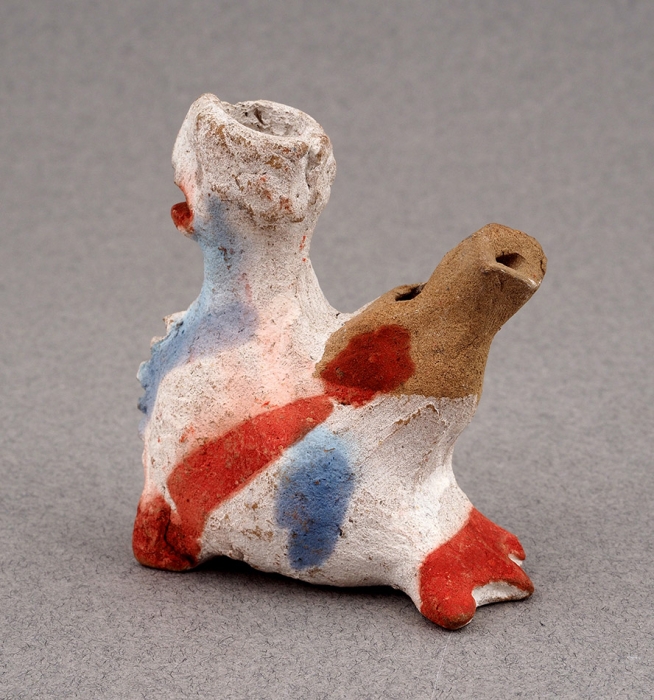 Глиняная игрушка-свистулька «Птица». Таджикская ССР. 1960-е. Глина, лепка, роспись. Высота 6,3 см.