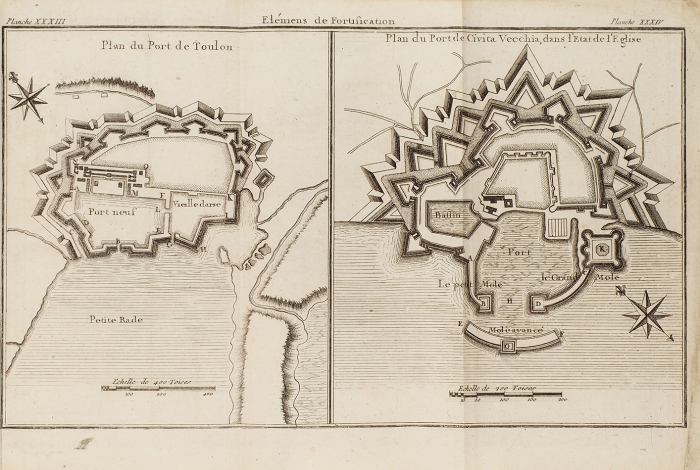 Два издания о фортификации, с гравюрами. 1764-1786.