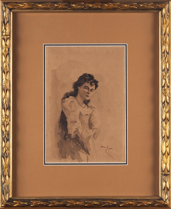 Горбатов Константин Иванович (1876–1945) «Женский портрет». Конец XIX века. Бумага, сепия, 28x19 см (в свету).