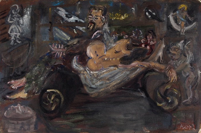 Конышева Натта Ивановна (1935-2022) «Ню». 2010. Картон, масло, 33x49,3 см.